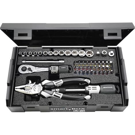 Matador 81452115 - Set di chiavi a bussola e punte da 1/4" con cricchetto, cassetta degli attrezzi da 61 pezzi (1/4)