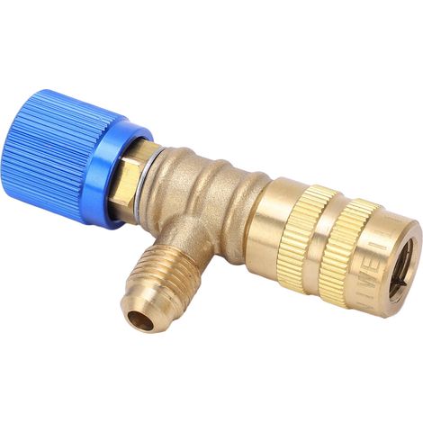 Adaptateur de sécurité en laiton à filetage 1/4 po pour vanne de charge de réfrigérant R22, R410, R134A et R404 (1/5)