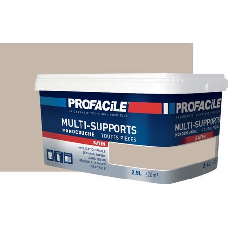 Peinture intérieure multi-supports, satin, murs, plafonds, boiseries, radiateurs, sans odeur, plusieurs teintes PROFACILE C6B8AB 2.5 litres