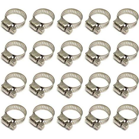 20 Pièces Collier De Serrage Tuyau, Collier De Serrage Tuyau Réglable 10-16mm, 304 Collier De Serrage Inox, Collier Serrage Métallique, Pour Tuyau, Home Gaz, Famille Tuyau D'eau, Câble, Robine (1/5)