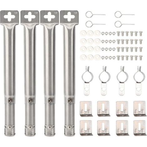 Lot de 4 tubes de rechange universels réglables en acier inoxydable pour barbecue à gaz, brûleurs tubulaires droits