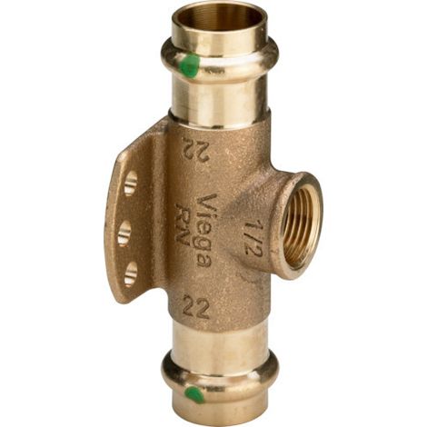 Viega Profipress Sanpress-Wandscheiben-T-Stück, d1 22, Rp 1/2, d2 22 Rotguss oder Siliziumbronze Modell 2217.3, 625726 (1/3)