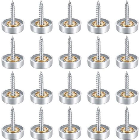Vis à Miroir - Acier Inoxydable 304 - Finition Brossée - 20 mm - Pour Miroirs Tables et Panneaux Salle de Bain - Lot de 20 (1/5)