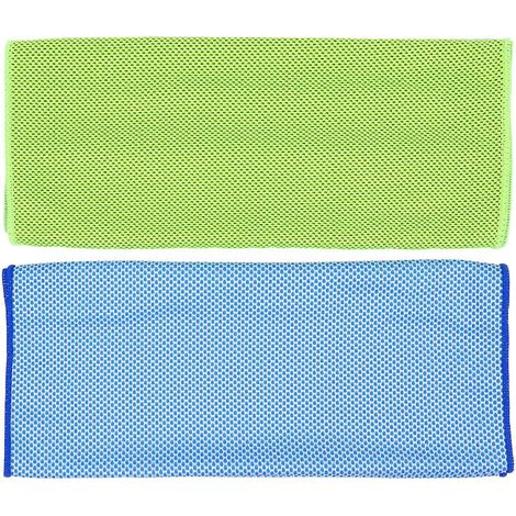 Lot de 2 serviettes rafraîchissantes et glacées pour le visage, séchage rapide, idéales pour la plage et le yoga.-100X30CM-Blue