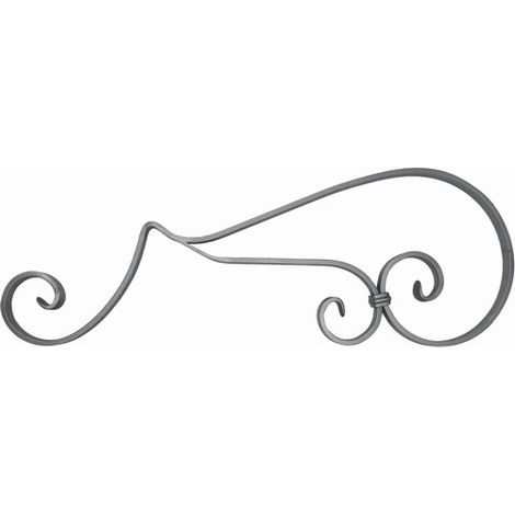 Volute en S inégale coupe droite - Hauteur 760mm Largeur 260mm Plat lisse 30x8mm - Fer forgé - À souder - DECO FER FORGE