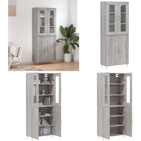 Highboard Grau Sonoma 69,5x34x180 cm Holzwerkstoff - Sideboard - Hochschrank - Wohnraumgestaltung - Aufbewahrungslösung - Grau Sonoma - Home & Living (1/5)
