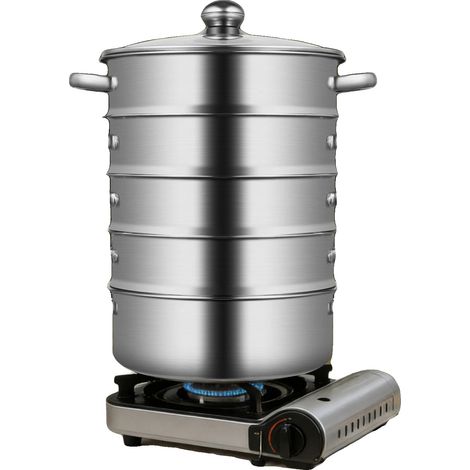 Vaporera de cocina, 26 cm de diámetro, diseño de 4 niveles, compatible con todo tipo de cocinas, calentamiento rápido, fácil de limpiar. (1/5)