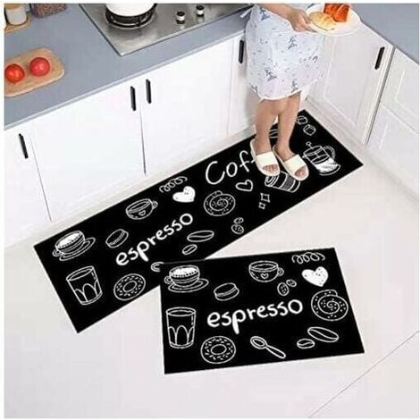 -Lot de 2 Tapis de Cuisine antidérapants, Absorbe l'eau et l'huile, Résistant à la poussière (40 x 60 + 40 x 120 cm) (1/5)