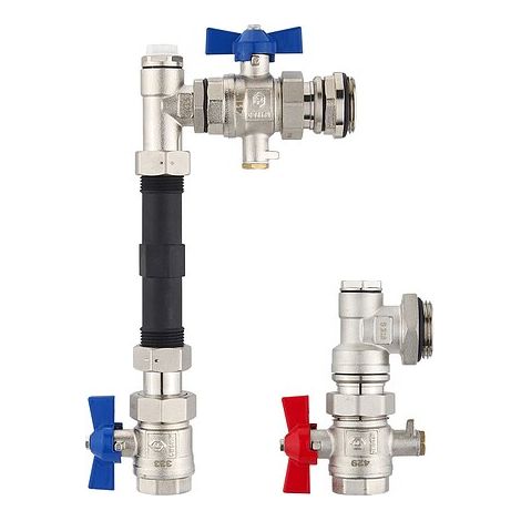 Anschluss-Set für Wärmezähler mit 3/4 Zoll-Gewinde - 110 mm - Winkelform (1/3)