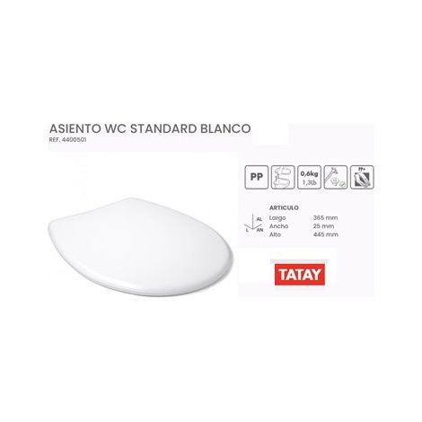 Abattant WC 36x43 cm ABS universel blanc orchidée