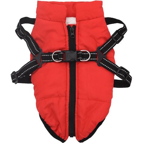 Manteau pour chien avec harnais imperméable réfléchissant L Rouge (1/5)