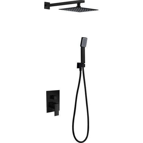 Colonna Doccia Incasso con Monocomando  Modello DUBLINO  Testa Doccia di dimensioni Standard  Colore Nero Finitura opaca [ IMEX® ] (1/3)