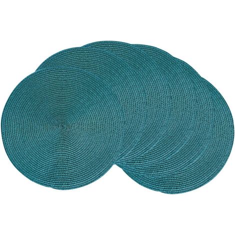 Lot de 6 Sets de Table Ronds tressés pour Tables de Salle à Manger, naturels, résistants à la Chaleur, 38,1 cm (Bleu Sarcelle)'Bleu Sarcelle 15 inches set of 6'Bleu Sarcelle'15 inches set of 6 (1/5)