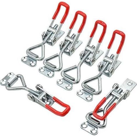 Métal Sauterelles de Menuisier Grenouillère à Levier, Lot de 6 Loquets de Serrage Verrou Porte Décharge Rapide （S）