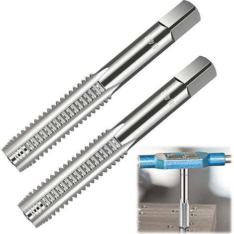 Set of 2 metric hand taps M14 x 2.0 mm, taps, manual thread cutting tool set, cutting tool for steel, alloys, aluminum, copper – taps with straight flute for (1/5)