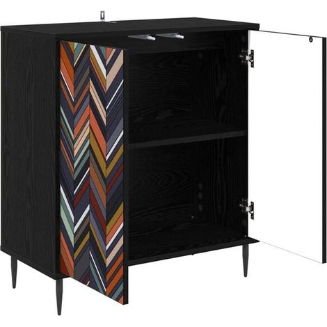 Buffet de Rangement en Bois d'Ingénierie, Meuble Bas de Cuisine avec Portes, 69 x 33 x 76 cm, Design Moderne Chêne Noir pour Salon et Entrée (1/5)