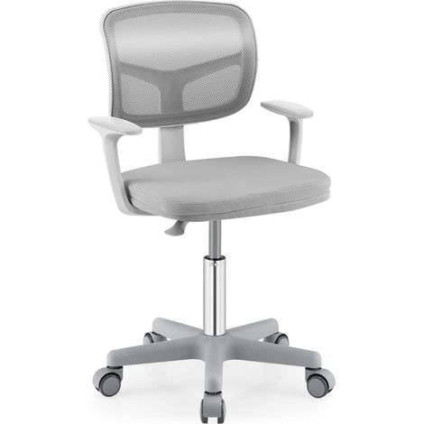 Chaise de bureau enfant réglable 54 x 50 x 80-91,5 cm soutien lombaire pivotant design moderne en gris