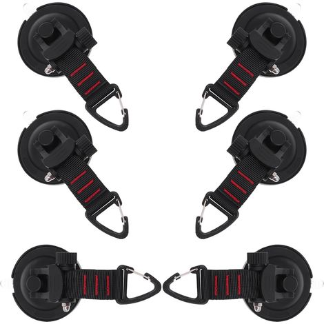 Lot de 6 Ventouses Robustes avec Crochets Rotatifs – Ancre de Canopée Multi-Usages en Matériau Industriel Ultra-Résistant Fixation par Ventouse pour Auvent de Voiture Bateau et