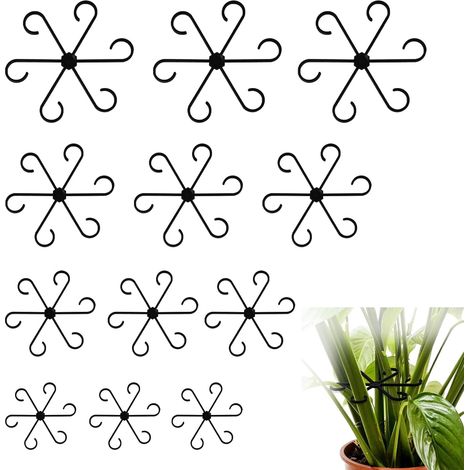 12 soportes para tallos de plantas trepadoras de interior, soportes para tallos de plantas de interior y exterior, color negro. (1/5)