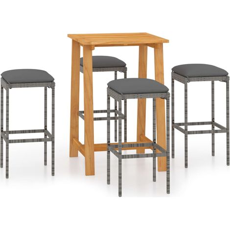 Maison Exclusive - 5-tlg. Gartenbar-Set mit Kissen Grau