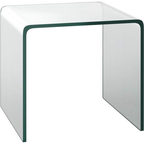 COSTWAY Mesas Auxiliares de Cristal, 45 x 45 x 41 cm, 2 Formas, Mesas de Centro Pequeñas, Mesa Auxiliar Salon Sofa de Vidrio Templado (1/5)