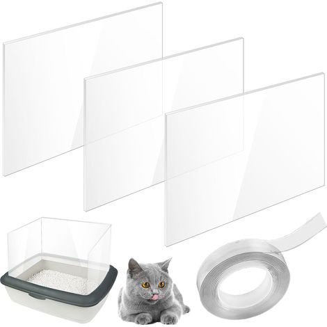 Pee Shields Cat Litter Tray 30 x 40 cm (3 Pack) - Cat Litter Tray Splash Guard with 1 Roll of Nano Tape, Cat Litter Box, Kitten Accessory (1/5)