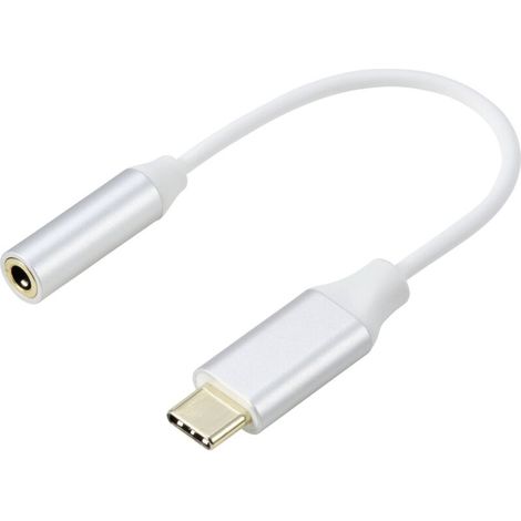 Trywise RF-6056890 USB-C® / Jack Adaptateur [1x USB-C® - 1x Audio, stéréo (jack 3,5 mm)] blanc connecteur aluminium 0.1 m V561133 (1/4)