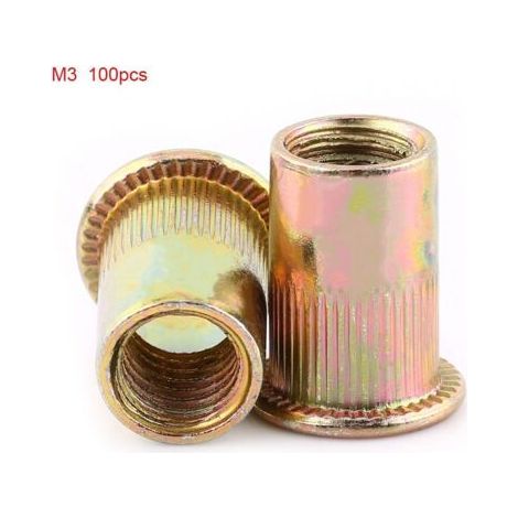 M3-M12 Carbon Steel Flat Threaded Rivet Nut (M3 x 100pcs) (1/2)