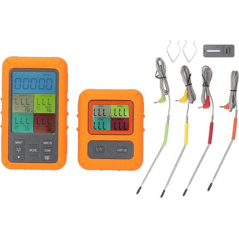 Fleischthermometer mit intelligenter, kabelloser Technologie, LCD-Anzeige und 4 Sonden für Grill, BBQ und Küche (TS-TP4)