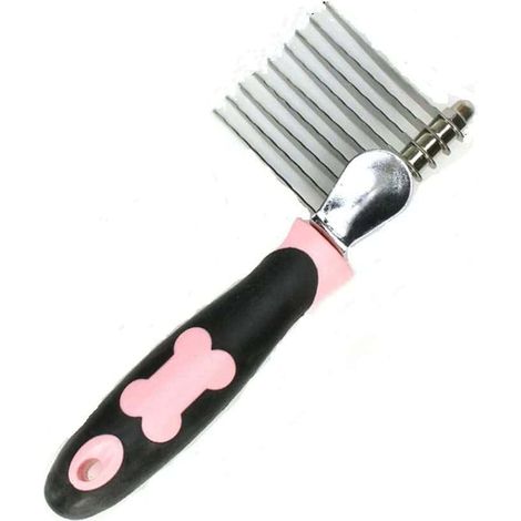 Brosse professionnelle pour chien, peigne démêlant, râteau démêlant pour chiens moyens et grands à poils longs, peigne de toilettage pour animaux, peigne pour chien, peigne râteau rose (1/4)