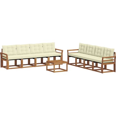 Conjunto de sofás de exterior con cojín 9 pcs Natural y Crema vidaXL (1/5)