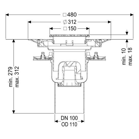 KESSEL 54230.52 Siphon de sol Ferrofix à sertir