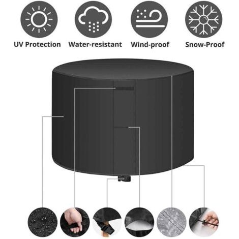 royaluxe -Housse salon de jardin, Housse de protection ronde en rotin Oxford 420D pour meubles de jardin, ensemble de Protection étanche avec boucles à cordon (1/5)