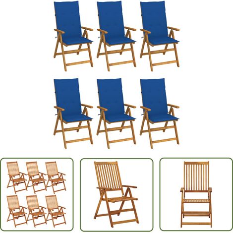 Furniture Limited - Chaises pliables de jardin lot de 6 avec cous (1/5)