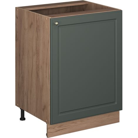 Mobiletto base cucina Fame-Line, Verde-oro rustico/Rovere dorato, 60 cm 1 anta senza piano di lavoro, Vicco (1/5)