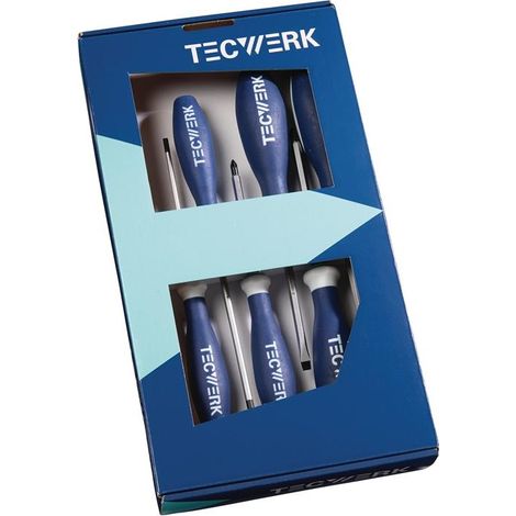 Tournevis assortiment 6 pcs. fente/PZD 3K-poignée lame hexagonale/montage TECWERK (1/4)
