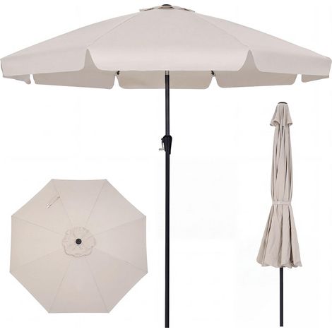 COSTWAY Ombrellone Da Spiaggia Giardino 290 Cm Parasole Ombrellone Da Esterno Spiaggia Antivento Terrazzo Balcone Piscina Terrazza Antivento Portatile Con 8 S (1/5)