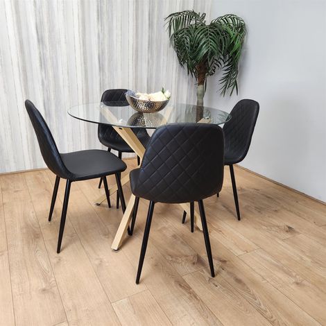Forest Round Glass Table + 4 Black gem (1/5)