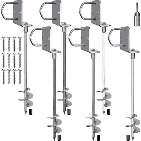 Lot de 6 piquets de Tente, ancrage au Sol Robuste de 81 cm, Grand Piquet en métal, Lame en Spirale à vis dans Les Trampolines, pour kit de balançoire, Camping, abri de Jardin, Chien (1/5)