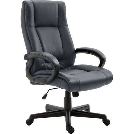 Chaise de direction rembourrée pivotant avec accoudoirs avec revêtement similicuir gris cadre plastique 100007096