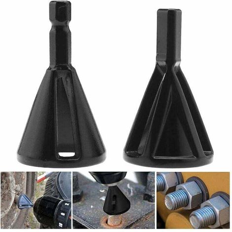 SABIR Deburring Tool Outil De Chanfrein En Acier Inoxydable Externe D'ébavurage Outil À Chanfreiner Rapidement Les Réparations Enlever Bavure Acier Inoxydable Endommagés Boulons 2 pièces (Noir) (1/4)