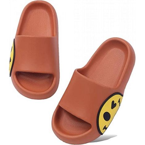 Sandales pour filles et garçons, pantoufles pour femmes, pantoufles antidérapantes en EVA pour enfants, à bout ouvert, motif visage souriant, idéales pour le spa, la piscine, le fitness et la maison. (1/5)