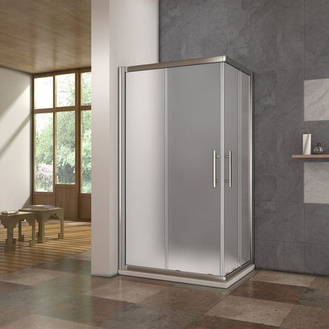 Box Doccia Angolare Porte Scorrevoli Vetro Satinato Opaco 120x76x185cm (1/5)