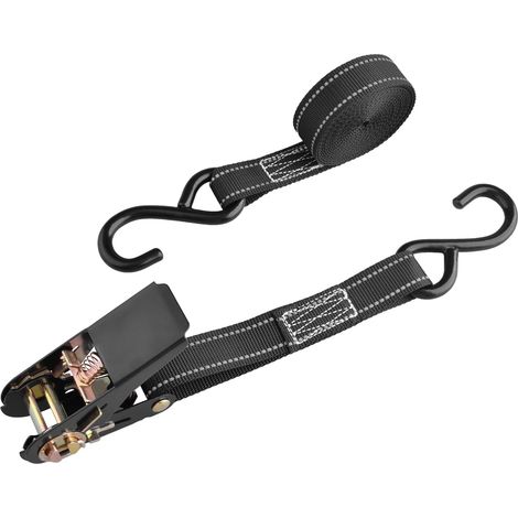 Sangles de Fixation 25 mm Sangles à Cliquet 1m 2m 3m 5m Courroies de Tension pour Moto Voiture Arrimage Remorque Maison (Noir - 1 Pièce, 3m) (1/5)
