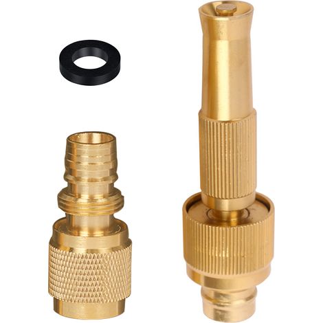 Boquilla de latón de alta presión para manguera de jardín, de 1/2" a 3/4", para coche o jardín, patrón de pulverización ajustable desde chorro potente hasta chorro suave, boquilla robusta (1/5)