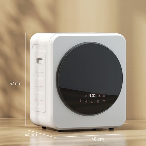 Mini sèche-linge portable 4 kg, affichage LED, 800 W, chargement frontal, jusqu'à 60 °C, empilable/mural/pose libre, minuterie, pour la maison, blanc (1/5)