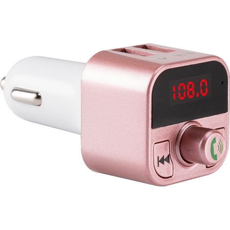 B5 Car Bluetooth MP3 Player, Hands-free Phone Receiver, Car Charger, Memory Card and USB Flash Drive Support - Pink (1/3)