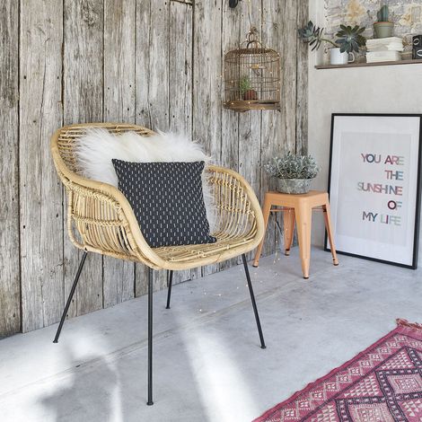 Fauteuil en rotin et métal (1/4)