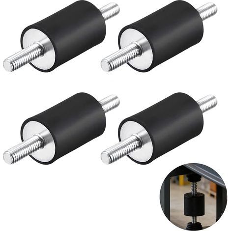 4 Pièces de Supports en Caoutchouc M6 Silent Bloc Amortisseurs de Chocs 20 mm x 20 mm, Isolateurs de Vibrations Universels pour Équipements de Fitness, Climatisation, Moteurs et Plus (VV M6 20X20)