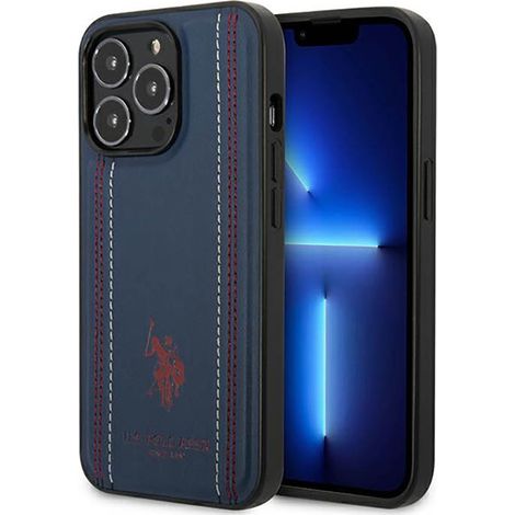 US Polo Assn Leather Stitch - iPhone 14 Pro Hülle (Marineblau) (1/5)
